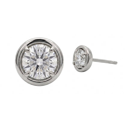 2 Carat Lab Grown Diamonds Stud Earring Round Cut 14K White Gold