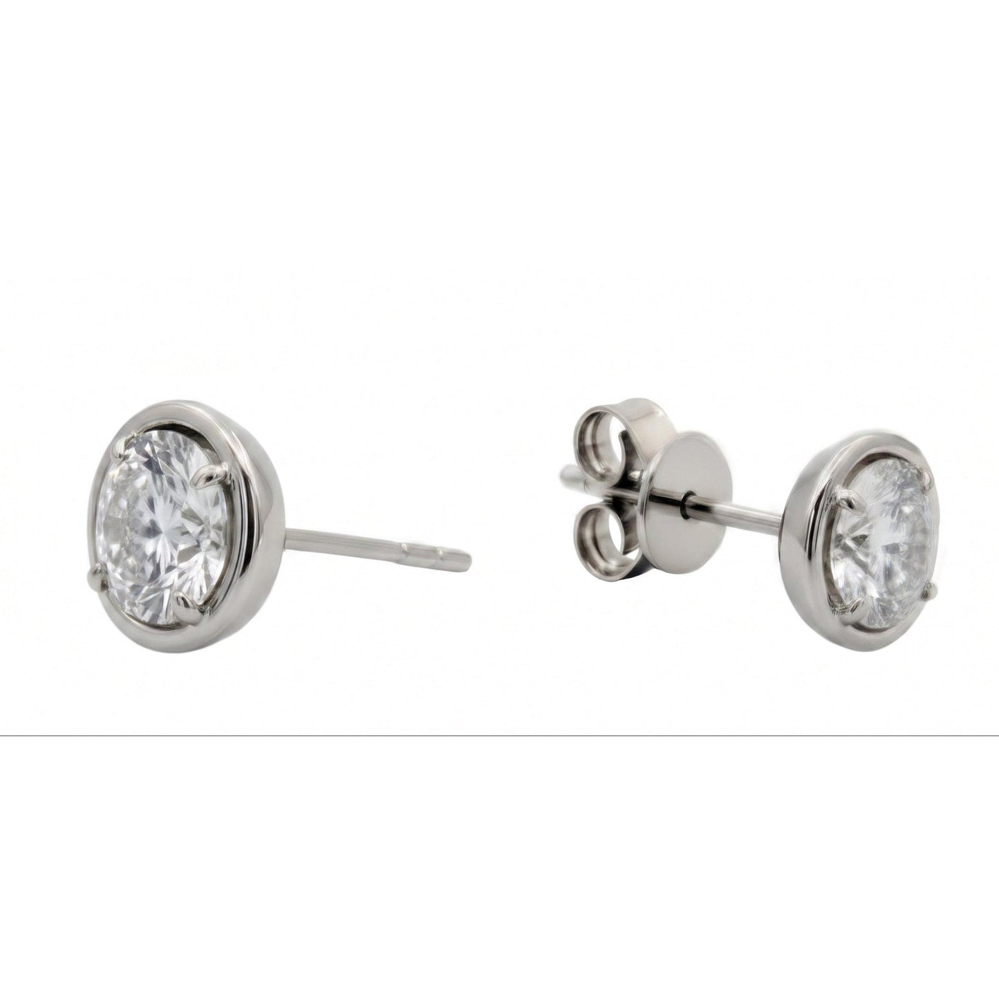 2 Carat Lab Grown Diamonds Stud Earring Round Cut 14K White Gold