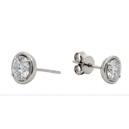 2 Carat Lab Grown Diamonds Stud Earring Round Cut 14K White Gold