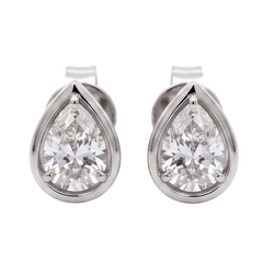 2 Carat Pear Cut Lab Grown Diamonds Stud Earring White Gold 14K