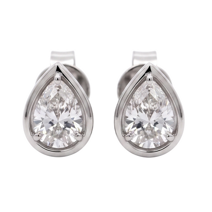 2 Carat Pear Cut Lab Grown Diamonds Stud Earring White Gold 14K
