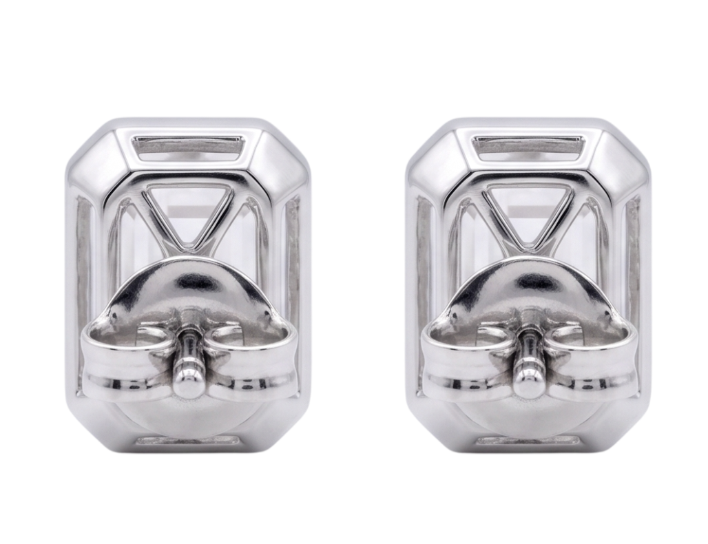 2 Carat Prong Setting Ladies Emerald Cut Lab Grown Diamonds Earring White Gold 14K