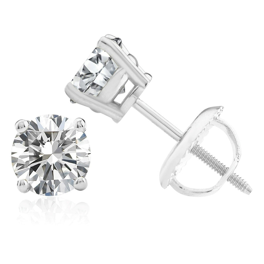 2 Carats GIA CERTIFIED Lab Grown Diamond Studs Earrings Screwback White Gold