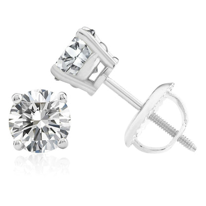 2 Carats GIA CERTIFIED Lab Grown Diamond Studs Earrings Screwback White Gold