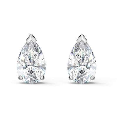 2 Carats Pear Cut Lab Grown Diamond Studs Earring White Gold Women Jewelry