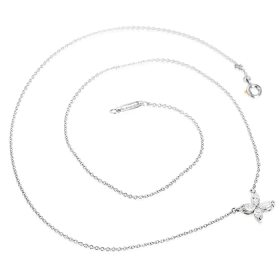 2 Carats Marquise Cut Genuine Natural Earth Mined Diamond Flower Style Pendant 14K White Gold