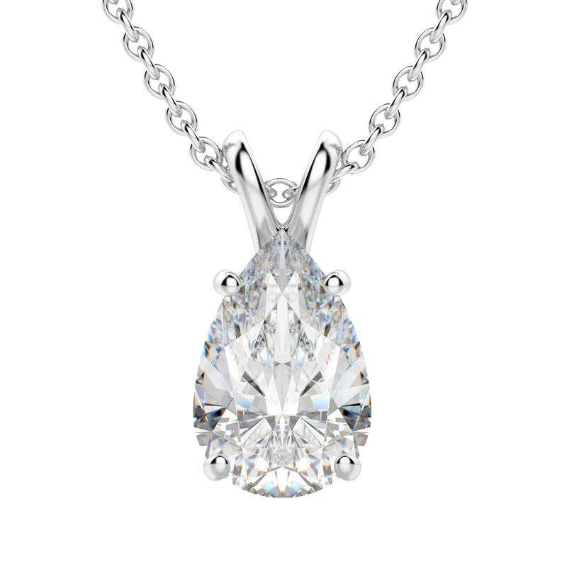 2 Carats Pear Cut Lab Grown Diamond Pendant White Gold 14K Necklace GIA CERTIFICATE