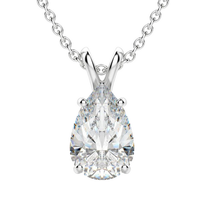 2 Carats Pear Cut Lab Grown Diamond Pendant White Gold 14K Necklace GIA CERTIFICATE