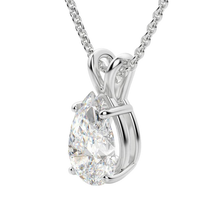 2 Carats Pear Cut Lab Grown Diamond Pendant White Gold 14K Necklace GIA CERTIFICATE