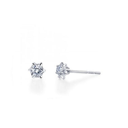 2 Carats Prong Set Round Flower Shape GIA CERTIFIED Lab Grown Diamond Stud Earring Gold 14K