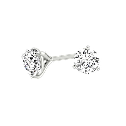 2 Carats Prong Setting Studs Earring Round Cut GIA CERTIFIED Lab Grown Diamond White Gold 14K