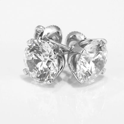 natural round diamond 2ct earring side angle