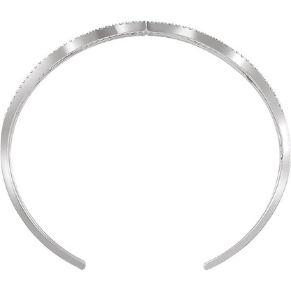 2 Carats Round Natural Earth Mined Diamond Cuff Bracelet Solid White Gold 14K Jewelry