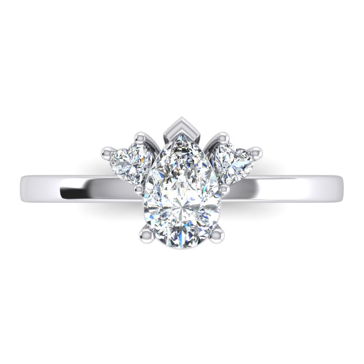 2 Carats Three Stone Pear and Heart Cut Lab Grown Diamond Ring