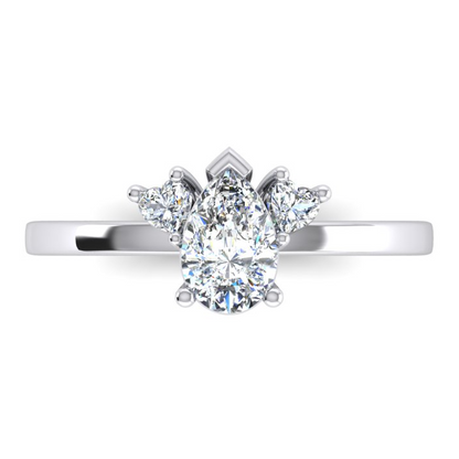 2 Carats Three Stone Pear and Heart Cut Lab Grown Diamond Ring