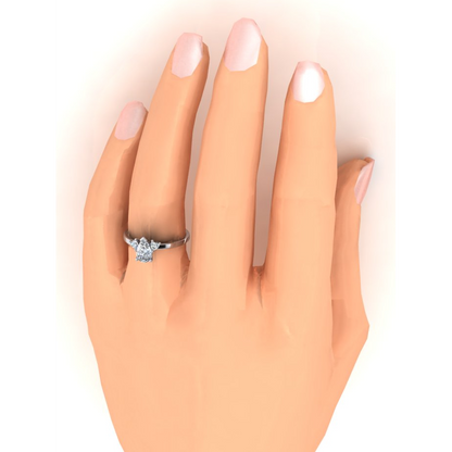 2 Carats Three Stone Pear and Heart Cut Lab Grown Diamond Ring