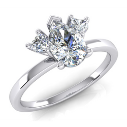 2 Carats Three Stone Pear and Heart Cut Lab Grown Diamond Ring