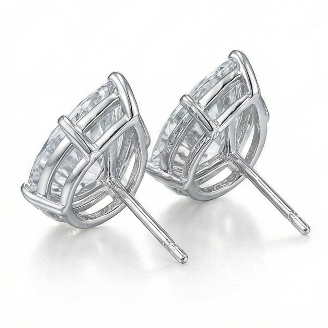 2 Ct. Stud Earring Fine Jewelry Gold Pear Cut Genuine Natural Earth Mined Diamond