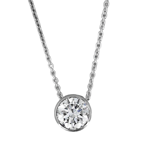 2 Ct Bezel Set GIA CERTIFIED Brilliant Cut Lab Grown Diamond White Gold Pendant