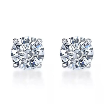 2 Ct Round Cut Lab Grown Diamond Stud Earring Pair White Gold Women Jewelry