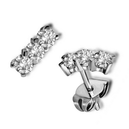 2 Ct Round Prong Set Natural Earth Mined Diamond Drop Earring 14K White Gold