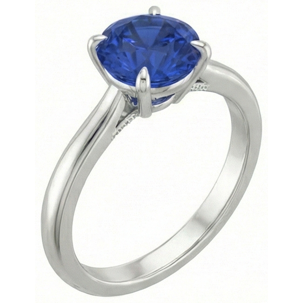 Natural Real ( Not Lab Grown )  2ct Genuine Solitaire Sapphire Ring For Sale