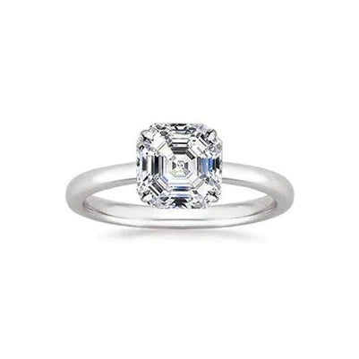 2ct Asscher Diamond Band Solitaire Ring