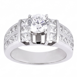 3.01 Carat Natural Earth Mined Diamond Anniversary Ring White Gold 14K