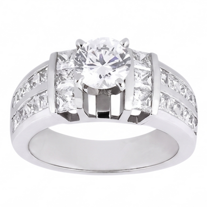3.01 Carat Natural Earth Mined Diamond Anniversary Ring White Gold 14K