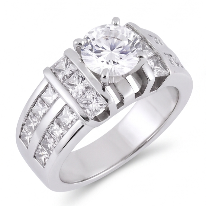 3.01 Carat Natural Earth Mined Diamond Anniversary Ring White Gold 14K