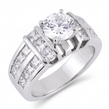 3.01 Carat Natural Earth Mined Diamond Anniversary Ring White Gold 14K