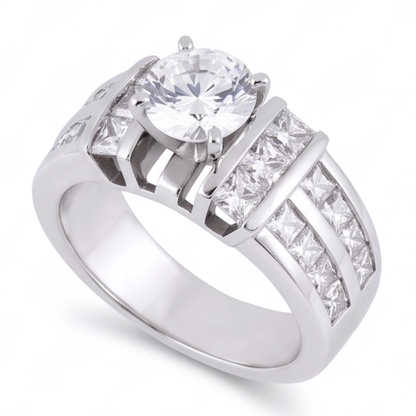 3.01 Carat Natural Earth Mined Diamond Anniversary Ring White Gold 14K