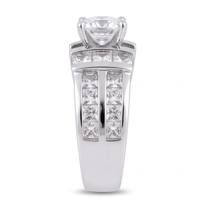 3.01 Carat Natural Earth Mined Diamond Anniversary Ring White Gold 14K