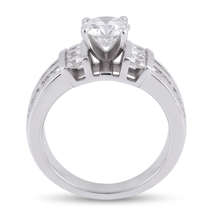 3.01 Carat Natural Earth Mined Diamond Anniversary Ring White Gold 14K