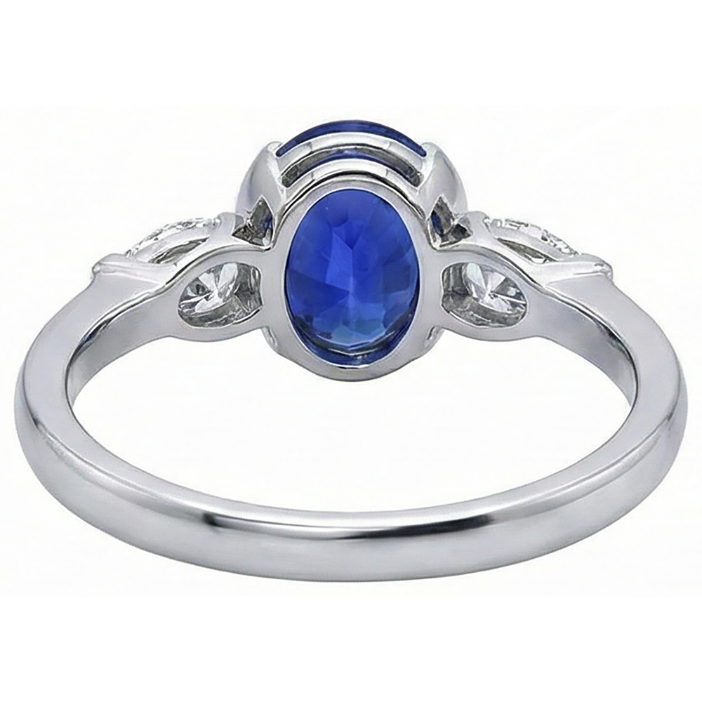 3.01 Ct 3-Stone Oval Tanzanite Natural Earth Mined Diamond Ring White Gold 14K