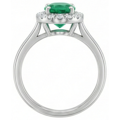 3.2 Ct Oval Cut Green Emerald GIA Natural Earth Mined Diamond Wedding Ring White Gold 14K