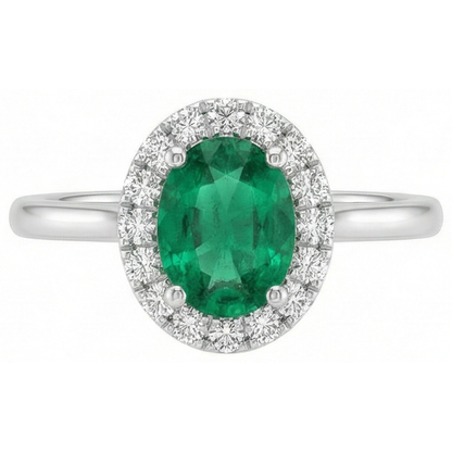 3.2 Ct Oval Cut Green Emerald GIA Natural Earth Mined Diamond Wedding Ring White Gold 14K