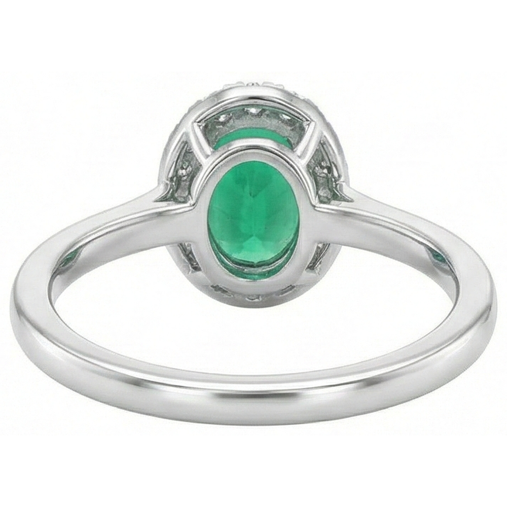 3.2 Ct Oval Cut Green Emerald GIA Natural Earth Mined Diamond Wedding Ring White Gold 14K