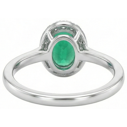 3.2 Ct Oval Cut Green Emerald GIA Natural Earth Mined Diamond Wedding Ring White Gold 14K