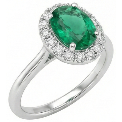 3.2 Ct Oval Cut Green Emerald GIA Natural Earth Mined Diamond Wedding Ring White Gold 14K