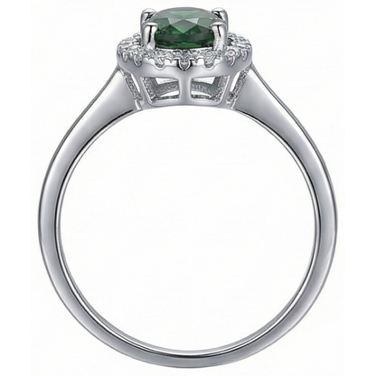 3.2 Ct Oval Green Emerald Halo Natural Earth Mined Diamond Ring 14K White Gold New