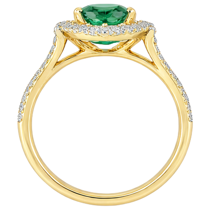 3.20 Carats Green Emerald GIA And Natural Earth Mined Diamonds Engagement Ring Two Tone Gold 14K