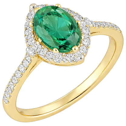 3.20 Carats Green Emerald GIA And Natural Earth Mined Diamonds Engagement Ring Two Tone Gold 14K