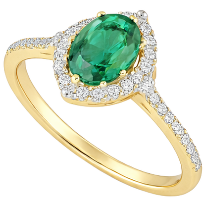 3.20 Carats Green Emerald GIA And Natural Earth Mined Diamonds Engagement Ring Two Tone Gold 14K