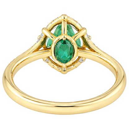 3.20 Carats Green Emerald GIA And Natural Earth Mined Diamonds Engagement Ring Two Tone Gold 14K