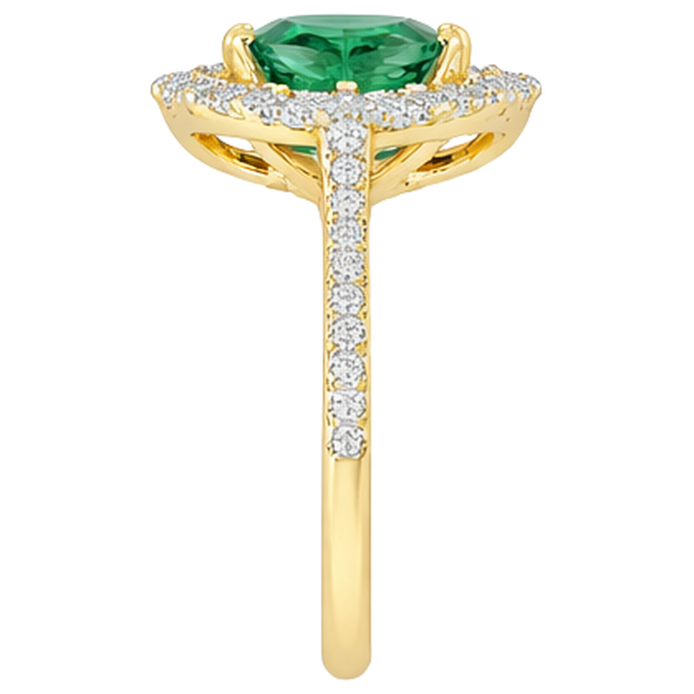 3.20 Carats Green Emerald GIA And Natural Earth Mined Diamonds Engagement Ring Two Tone Gold 14K