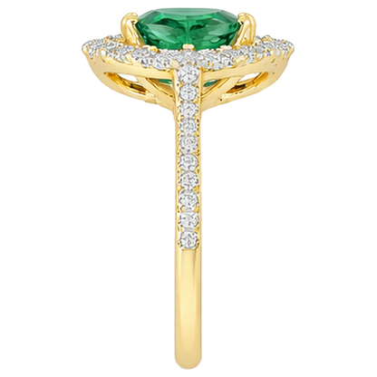 3.20 Carats Green Emerald GIA And Natural Earth Mined Diamonds Engagement Ring Two Tone Gold 14K