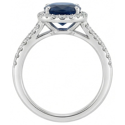 natural round sapphire 3.20ct ring profile view