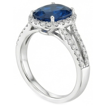 natural round sapphire 3.20ct ring top view
