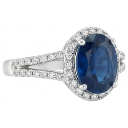 Natural Sapphire Ring 3.20ct - White Gold 14K